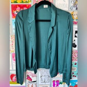 ARITZIA WILFRED XXS Green Wrap Tie Blouse ( Allusion Blouse)